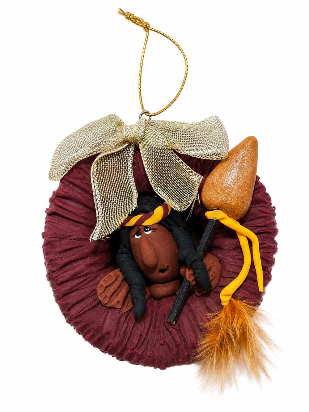 Vintage Seminole Wreath Christmas Ornament Handmade 2000